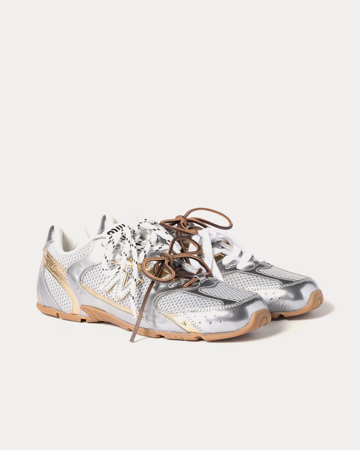 530 SL Metallic Leather & Mesh Silver / Platinum Low Top Sneakers