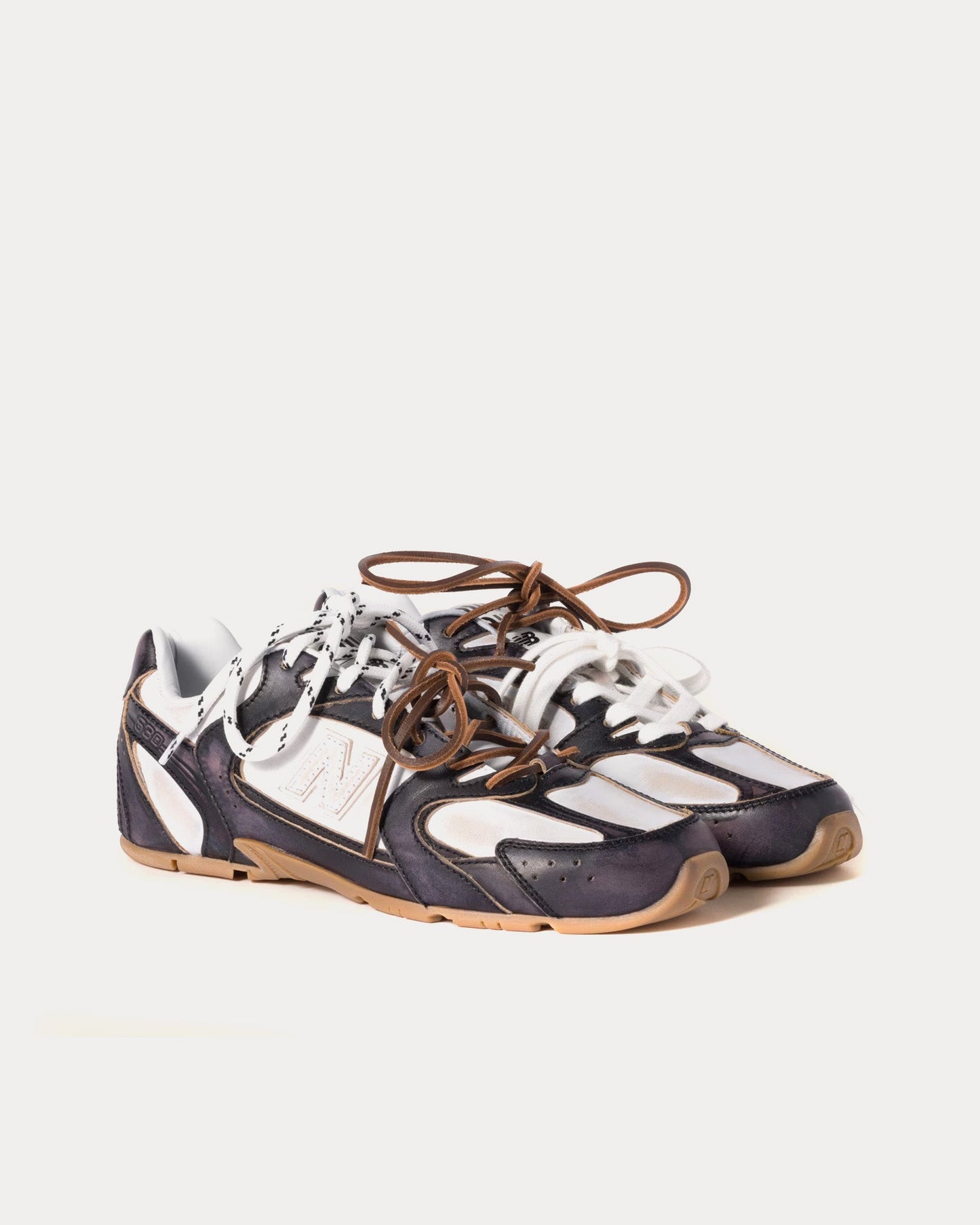 530 SL Deco Calf Leather Black / White Low Top Sneakers