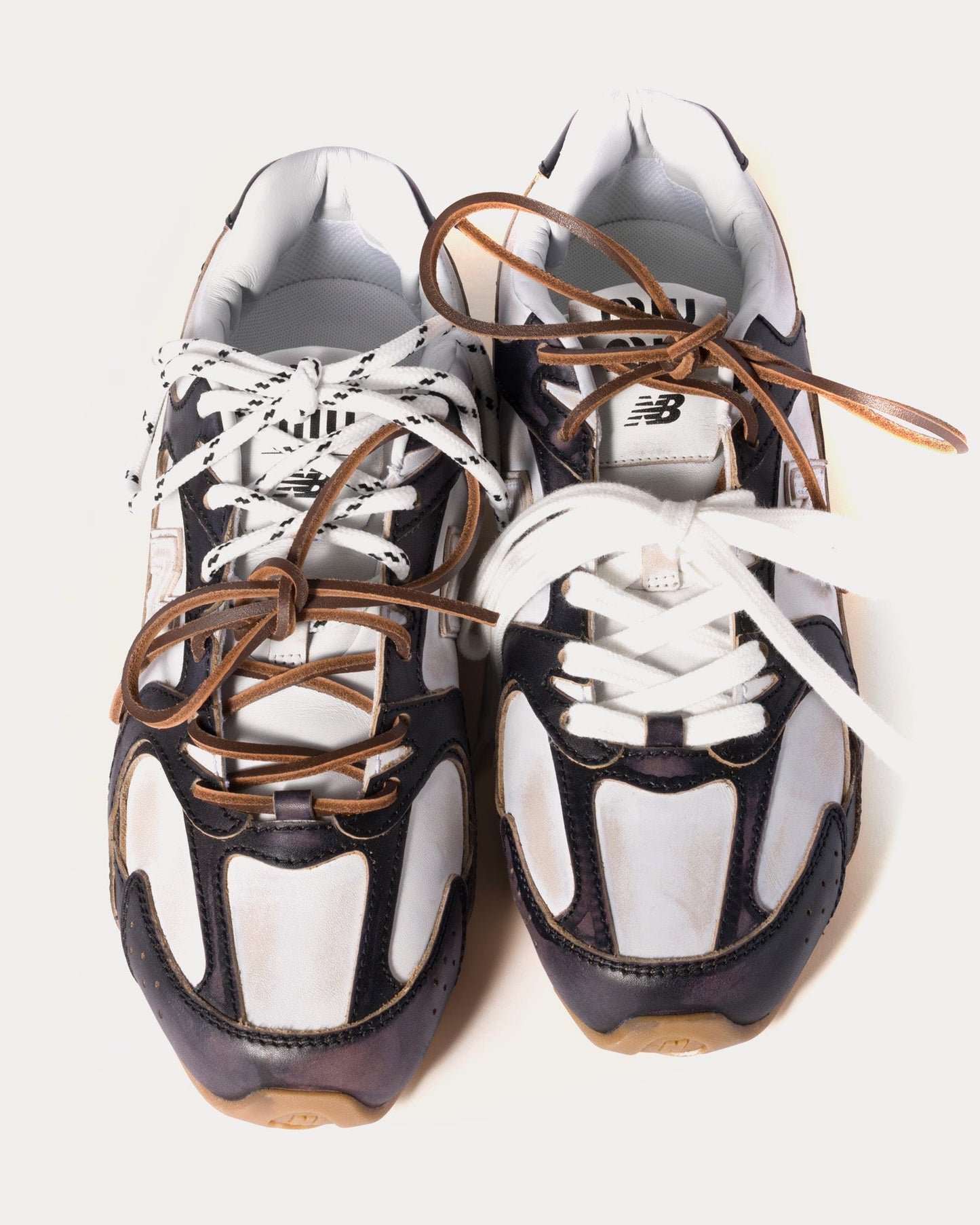530 SL Deco Calf Leather Black / White Low Top Sneakers